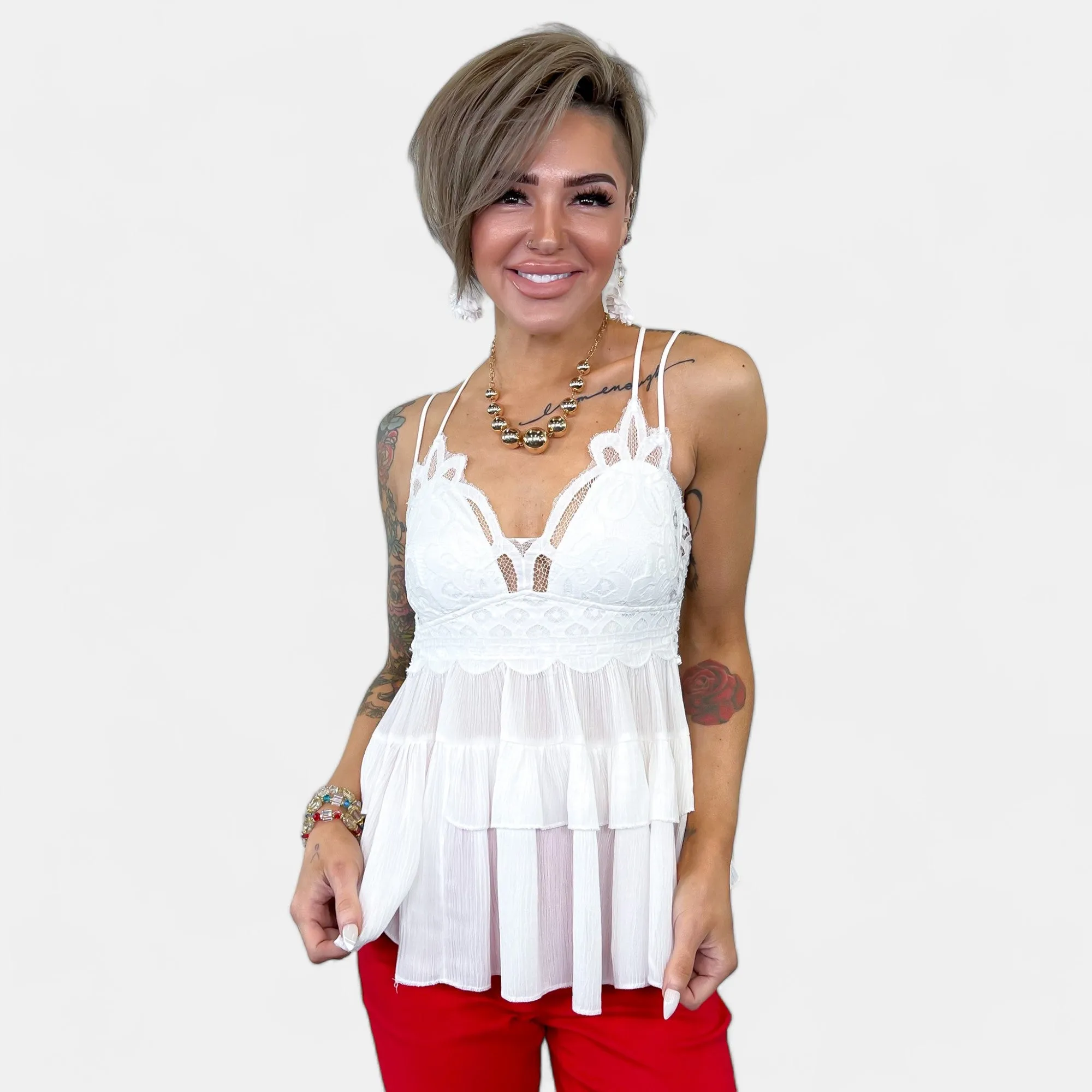 Ivory Crochet Lace Cami Top sold by ZZs