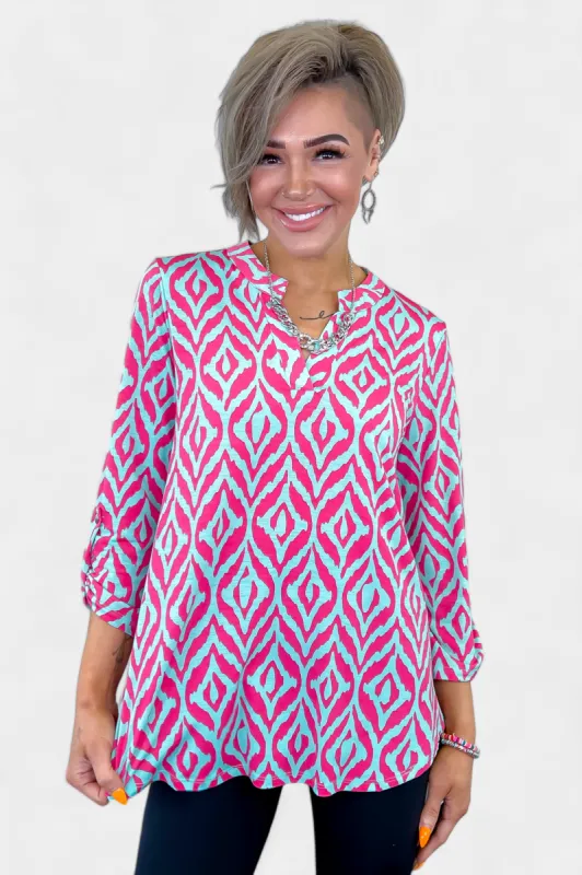 Mint & Pink Aztec Lizzy Top sold by ZZs