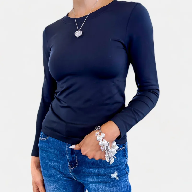 Black Seamless Long Sleeve Top sold by ZZs