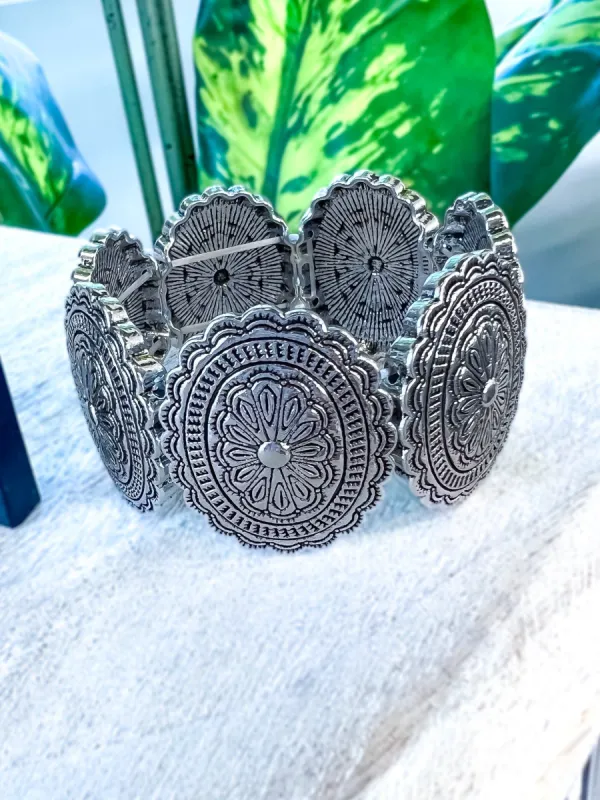 Silver Western Concho Stretch Bracelet sold by ZZs