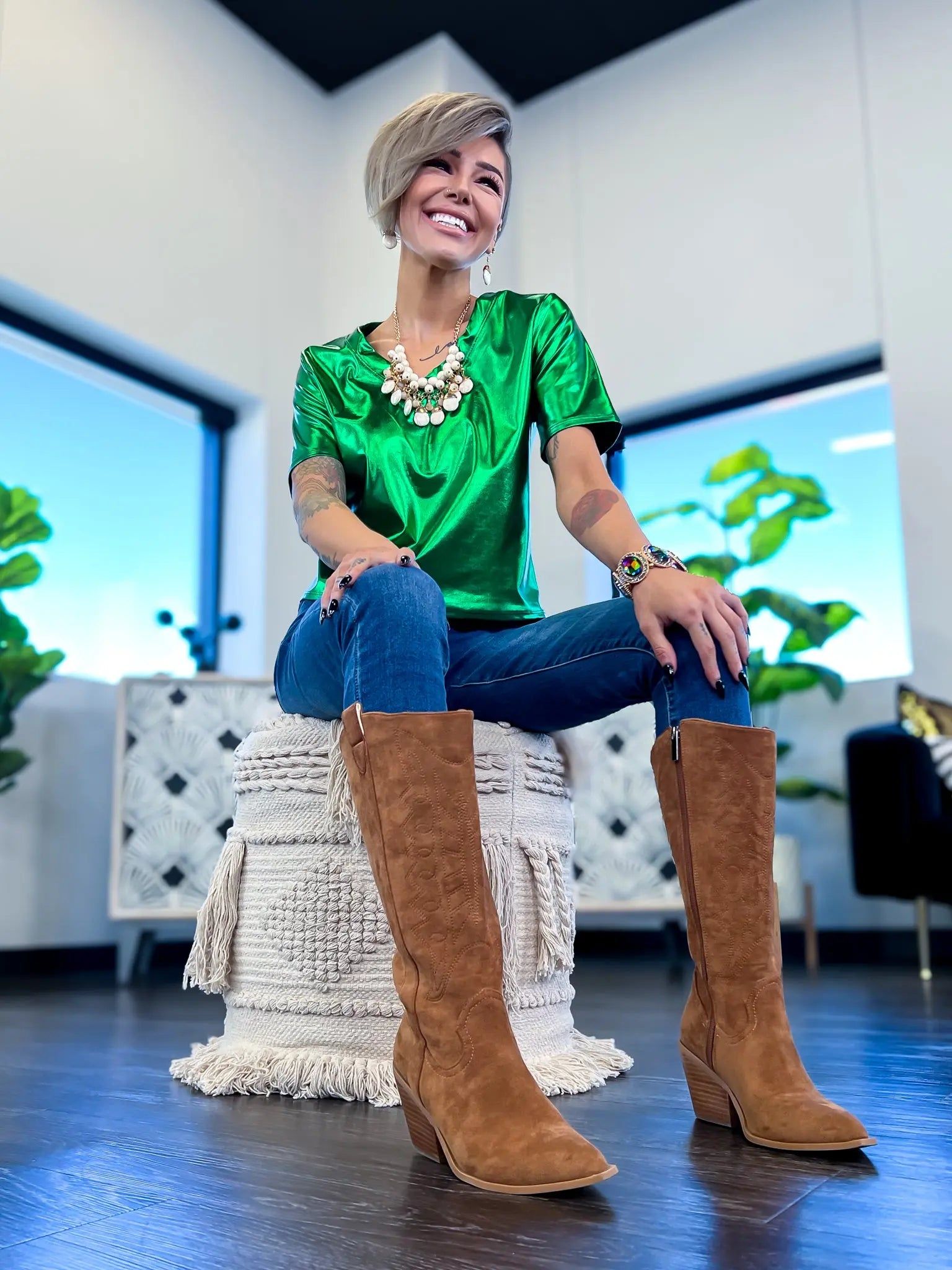 Metallic Top | Green sold by ZZs