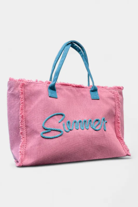 Pink Summer Fringe Canvas Bag sold by ZZs