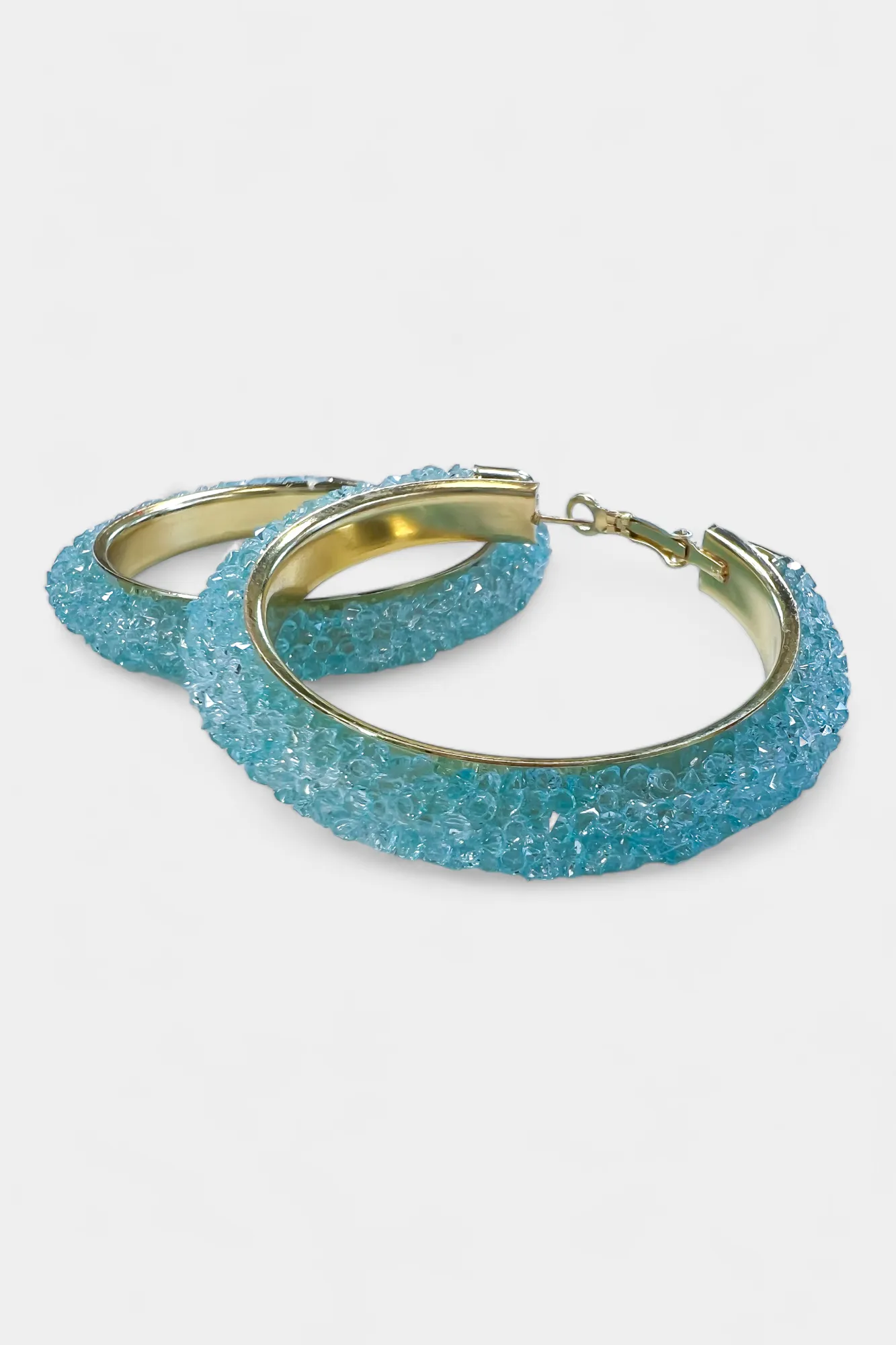 Gold & Blue Rhinestone Crystal Hoop Earrings sold by ZZs product image thumbnail 4
