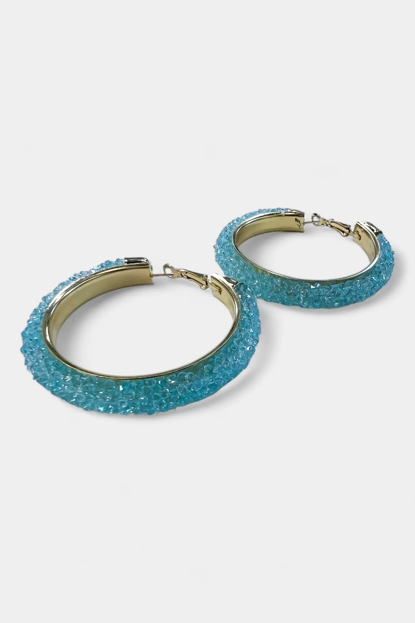 Gold & Blue Rhinestone Crystal Hoop Earrings sold by ZZs product image thumbnail 3
