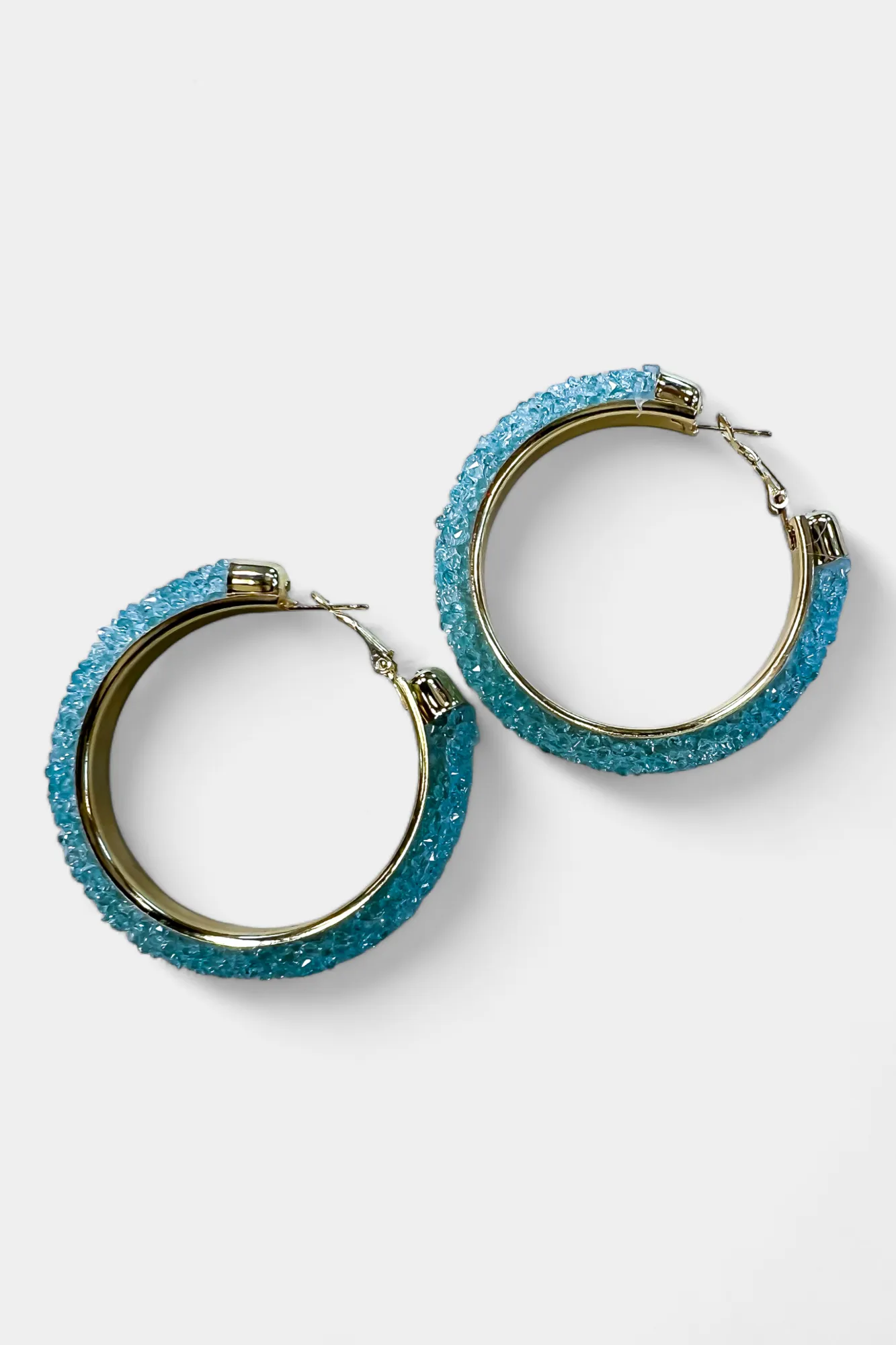 Gold & Blue Rhinestone Crystal Hoop Earrings sold by ZZs product image thumbnail 2
