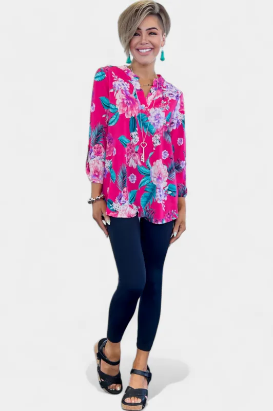 Magenta Floral Lizzy Top [NO RETURNS] sold by ZZs