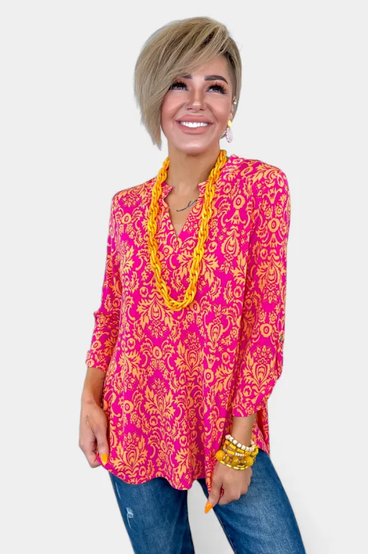 Hot Pink & Orange Lizzy Top [NO RETURNS] sold by ZZs