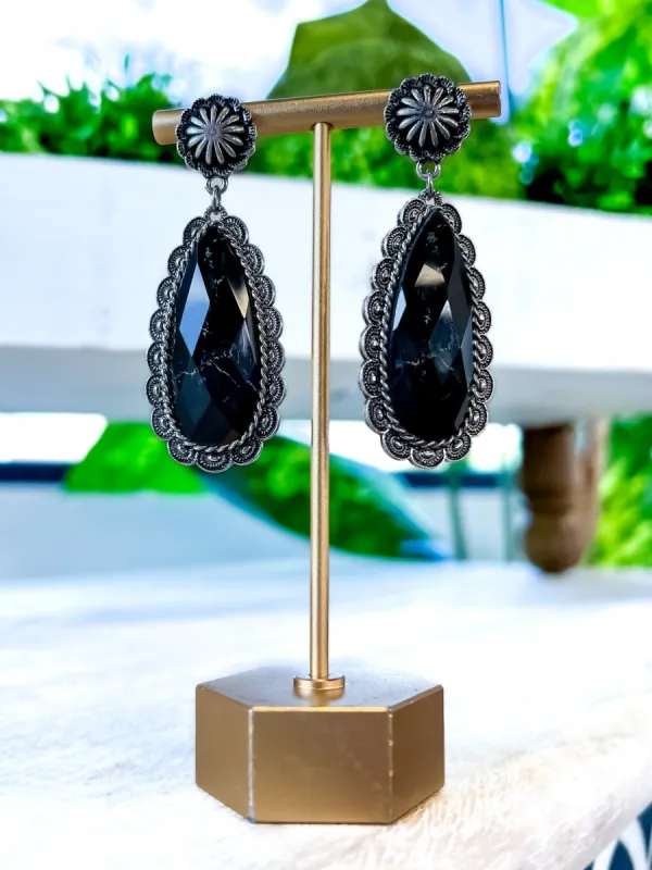 Resin Stone Earrings | Black sold by ZZs