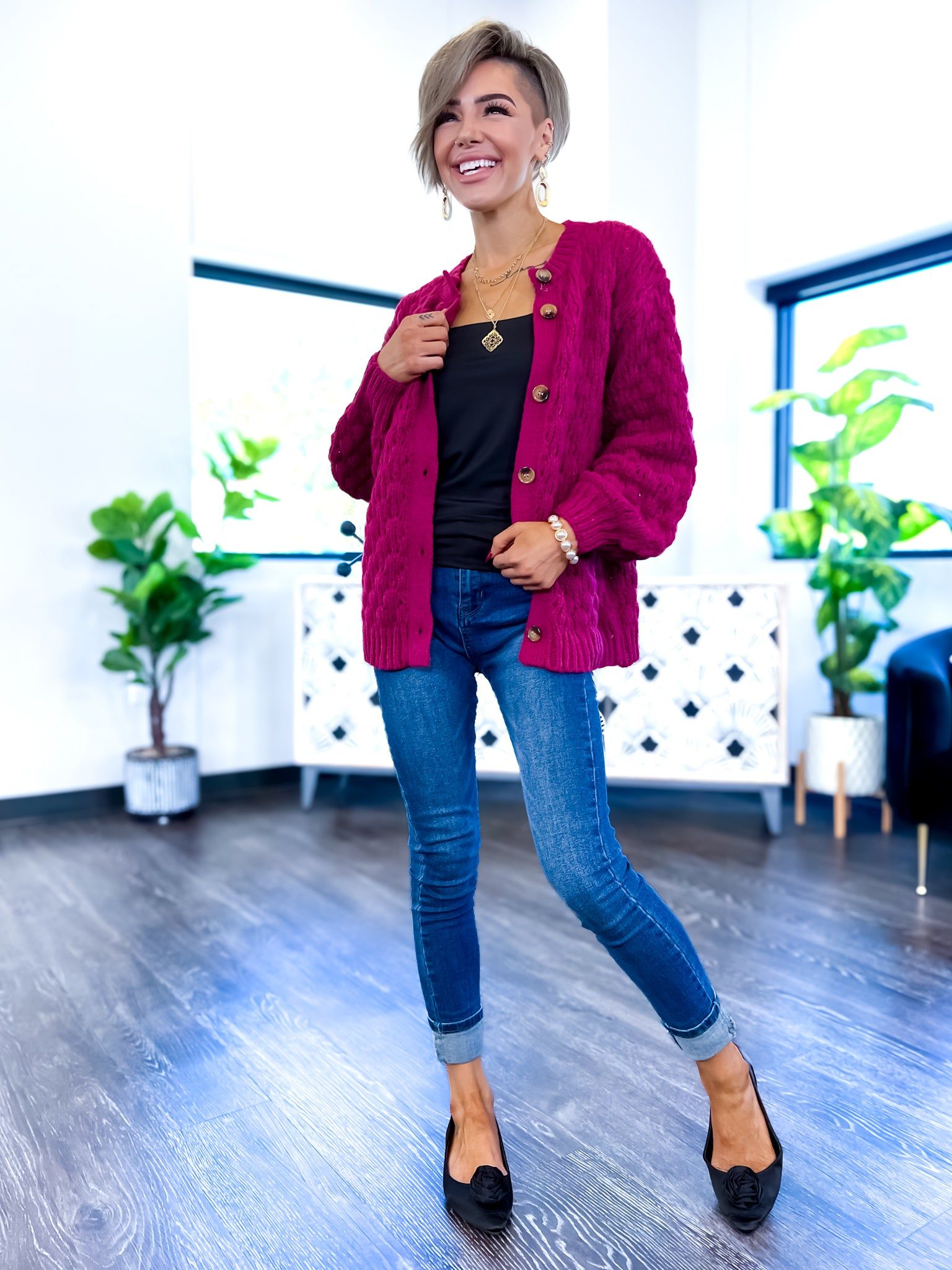 Cable Knit Cardigan | Plum sold by ZZs product image thumbnail 8