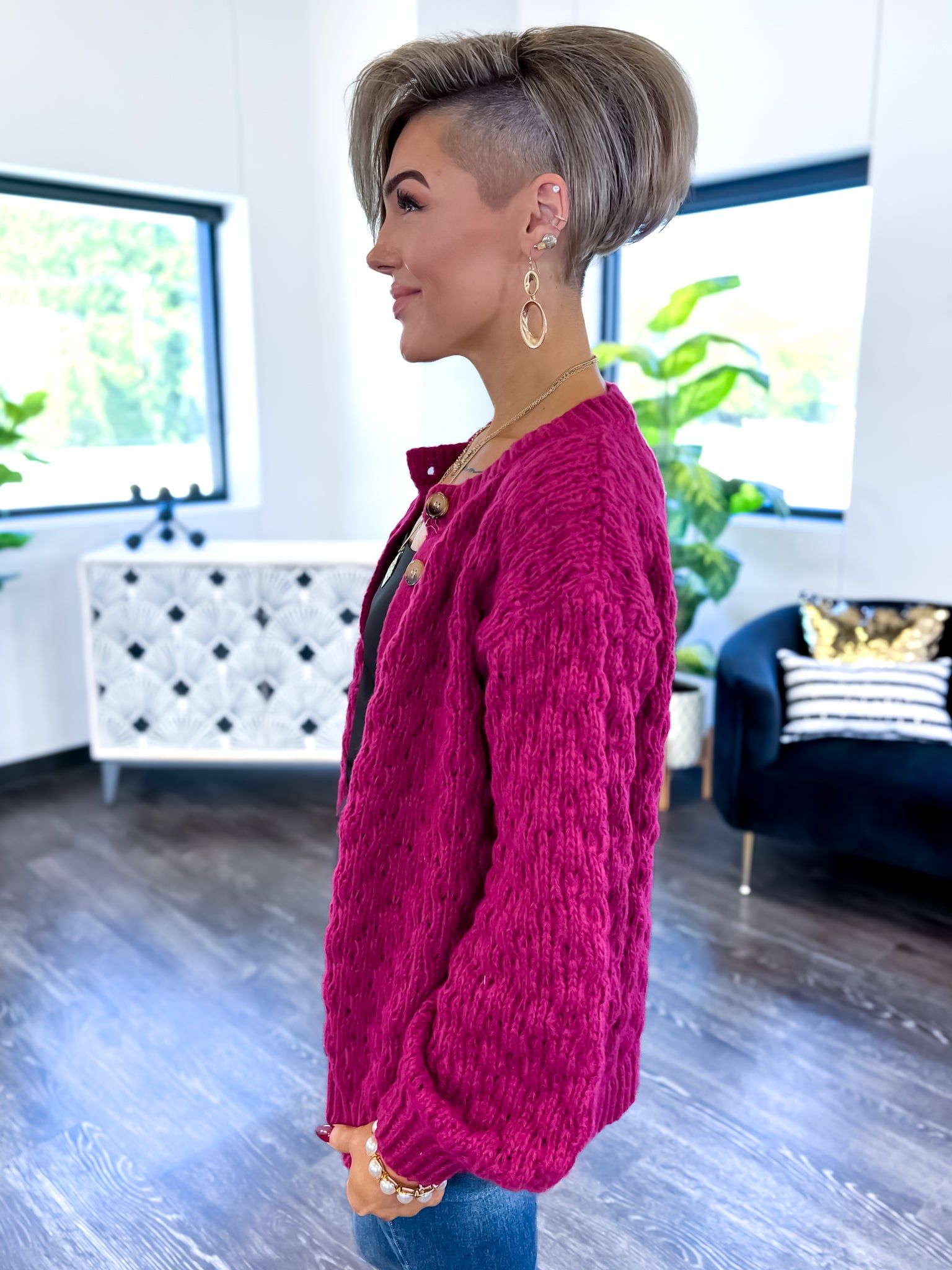 Cable Knit Cardigan | Plum sold by ZZs product image thumbnail 7