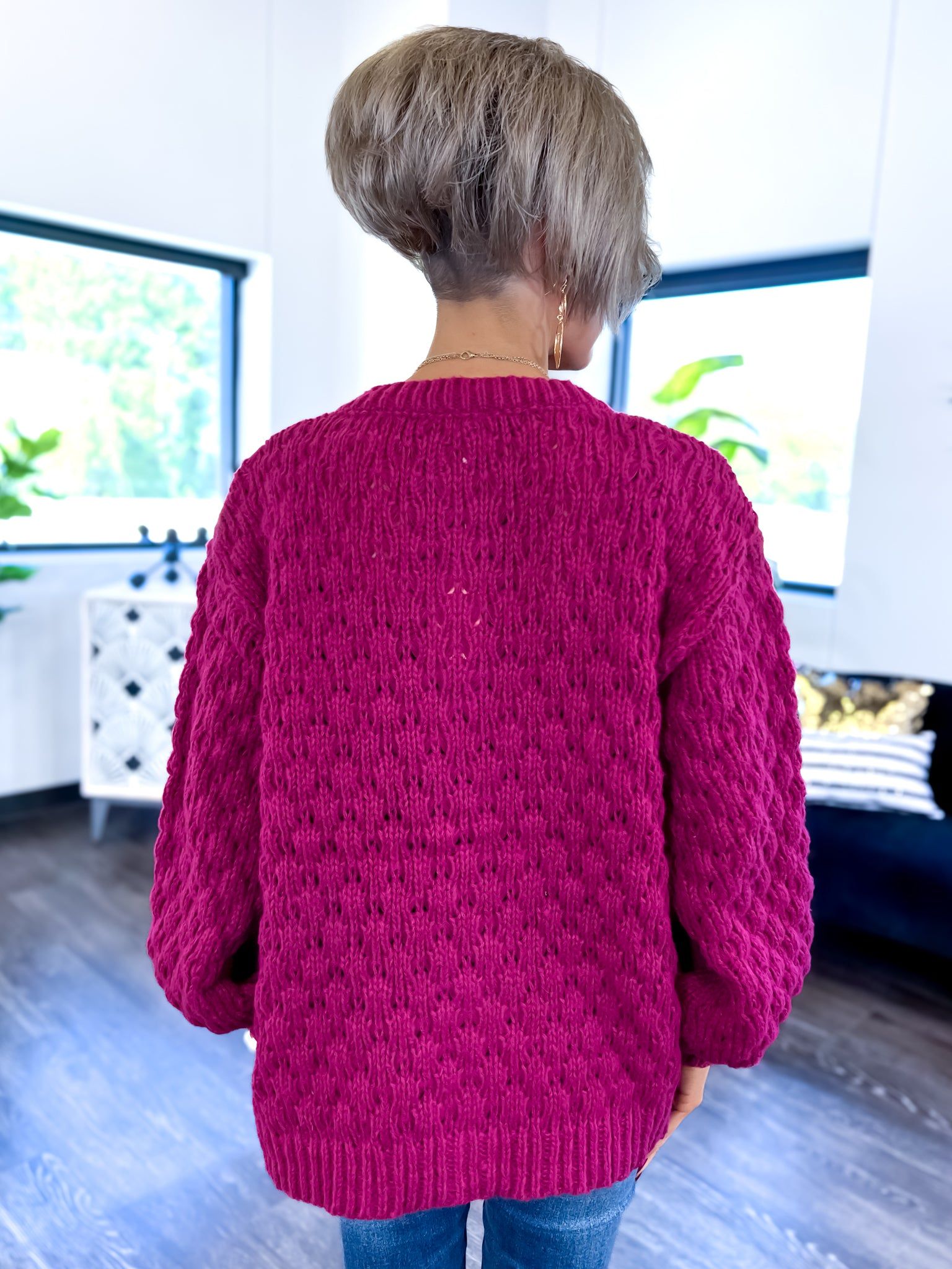 Cable Knit Cardigan | Plum sold by ZZs product image thumbnail 5