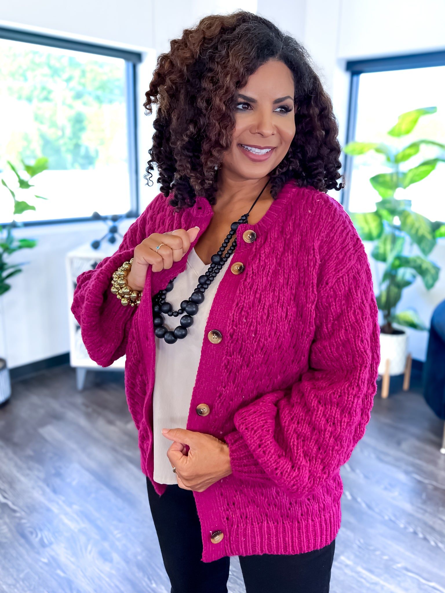 Cable Knit Cardigan | Plum sold by ZZs product image thumbnail 9