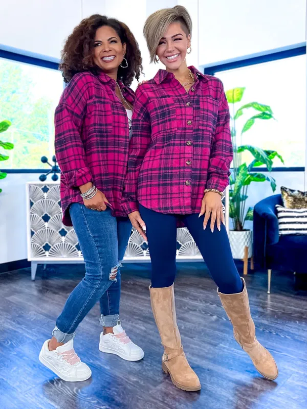 Plaid Shacket | Magenta sold by ZZs
