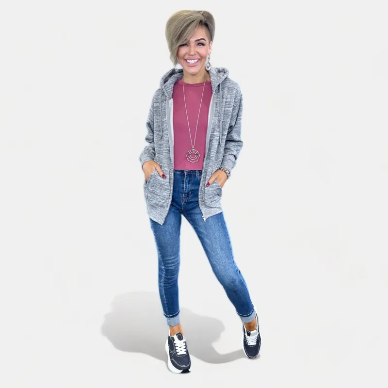 Marbled Grey Fleece Boyfriend Jacket [NO RETURNS] sold by ZZs