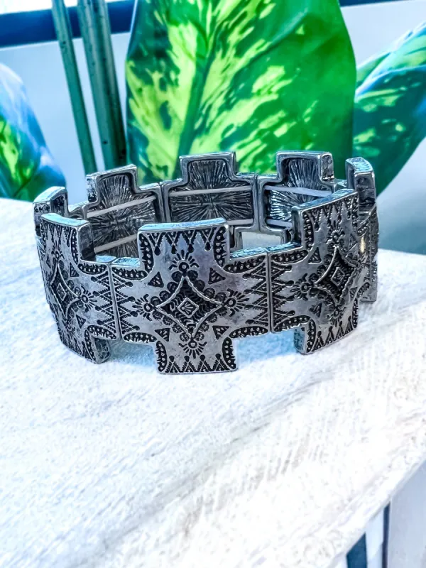 Silver Decorative Concho Stretch Bracelet sold by ZZs