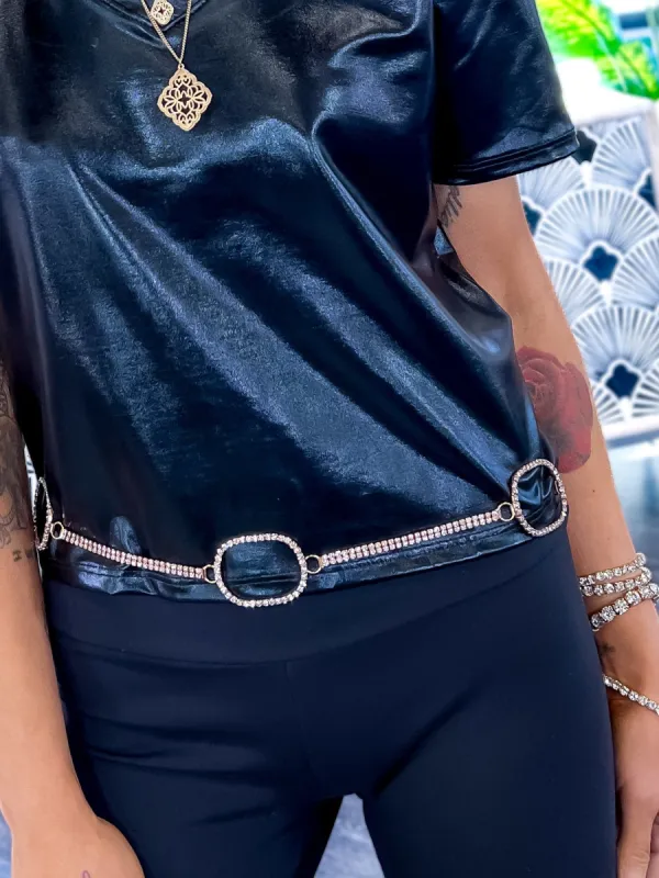 Rhinestone Oval Link Belt | Gold sold by ZZs
