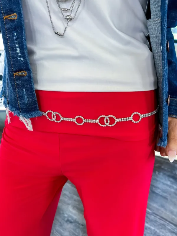 Rhinestone Circle Chain Belt | Silver sold by ZZs
