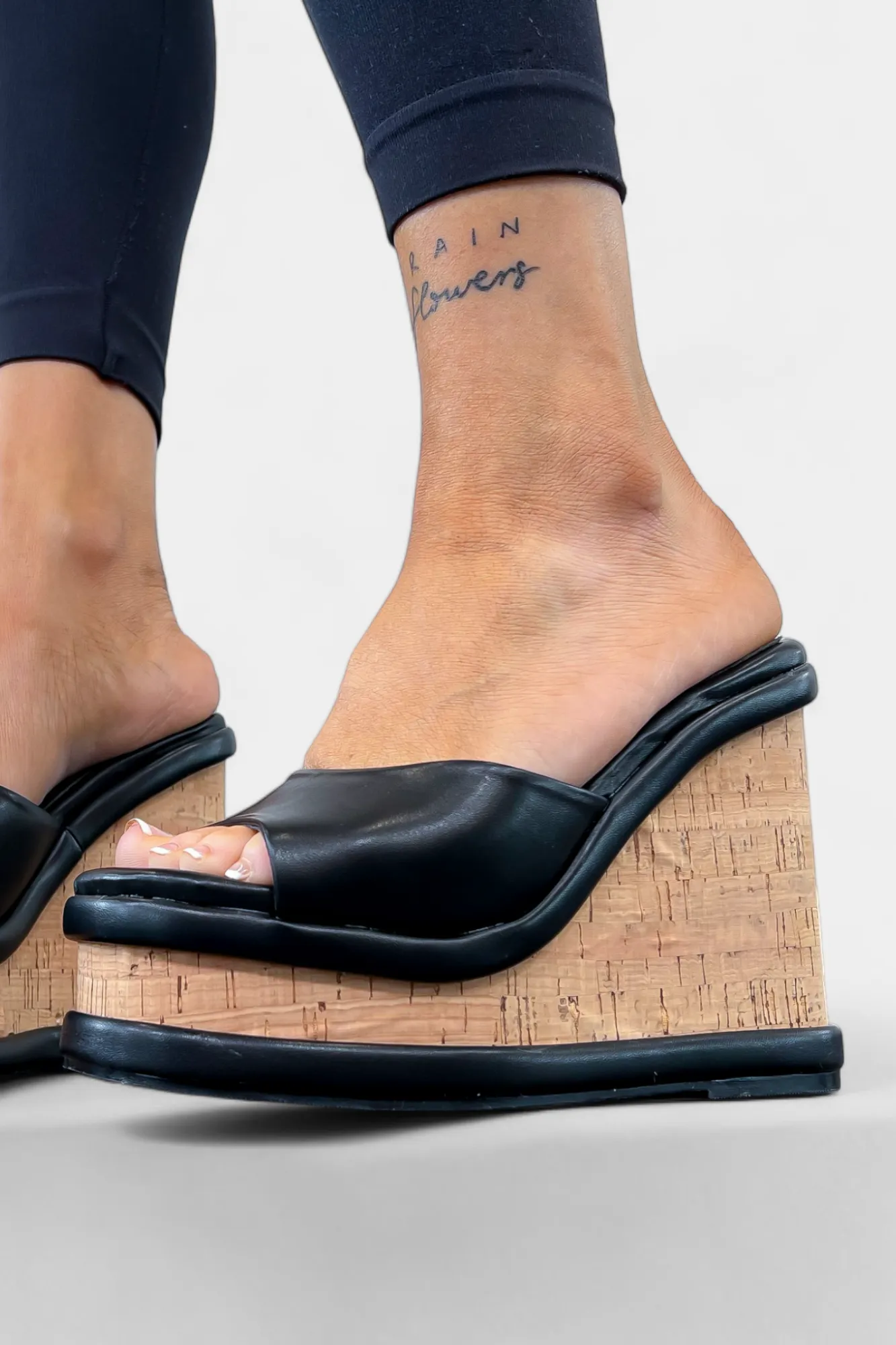 Black Cork Wedge Sandals sold by ZZs product image thumbnail 3