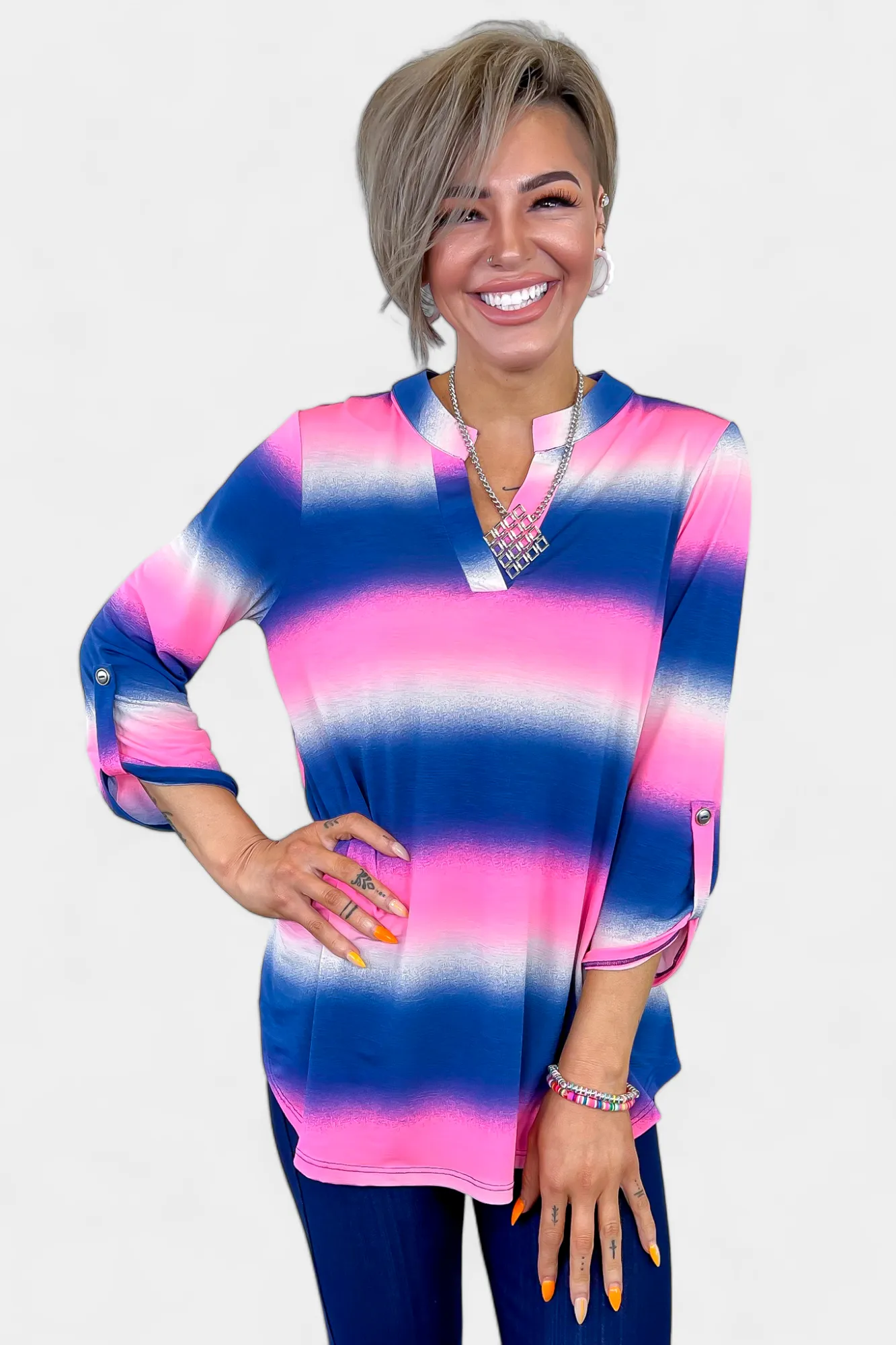 Blue Multi Striped Lizzy Top sold by ZZs product image thumbnail 3
