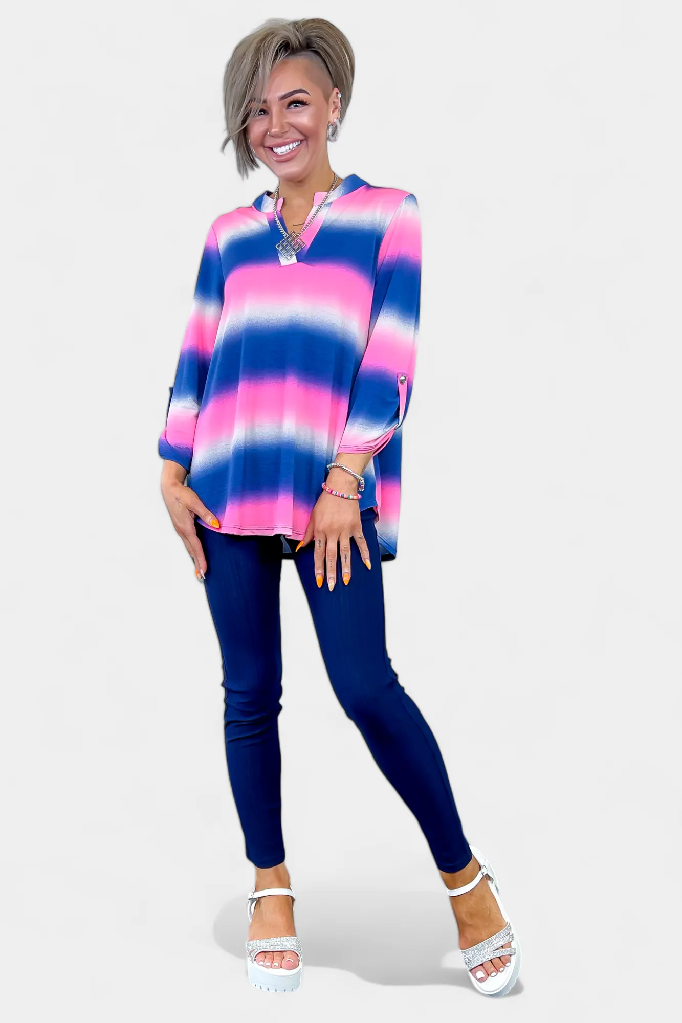 Blue Multi Striped Lizzy Top sold by ZZs