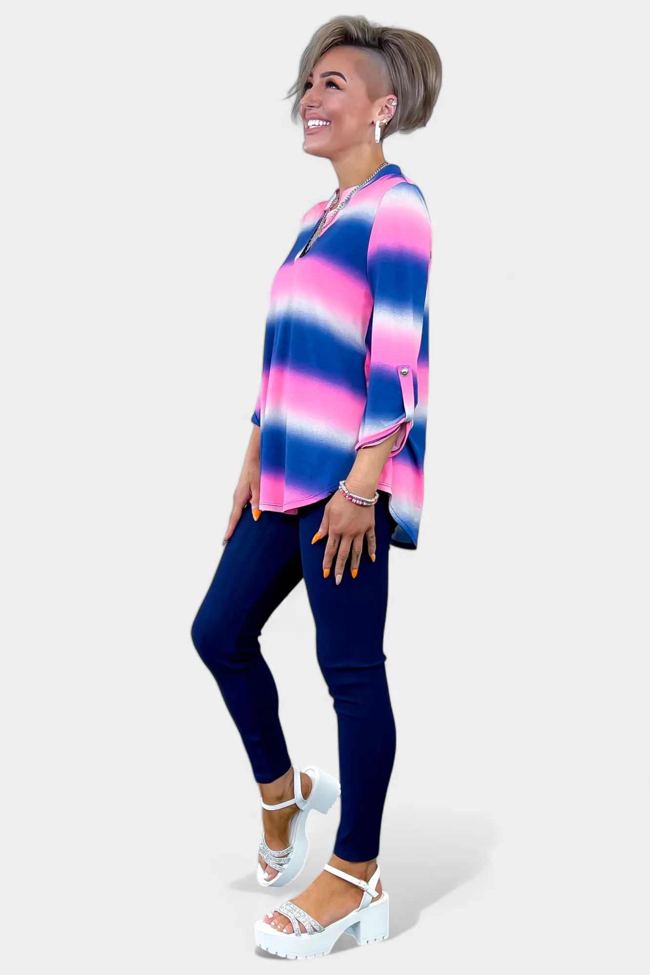 Blue Multi Striped Lizzy Top sold by ZZs product image thumbnail 4