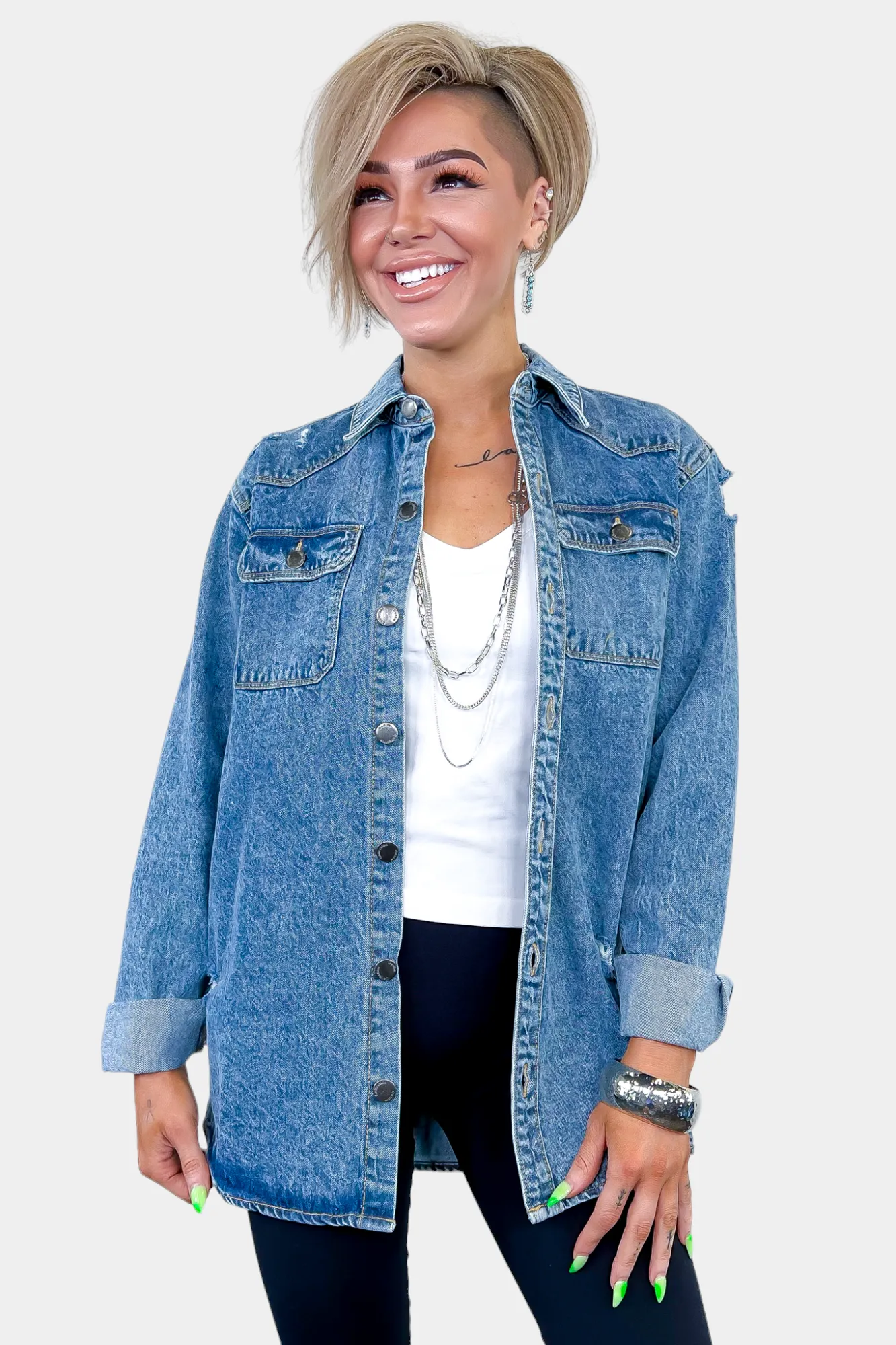 Distressed Denim Shirt sold by ZZs