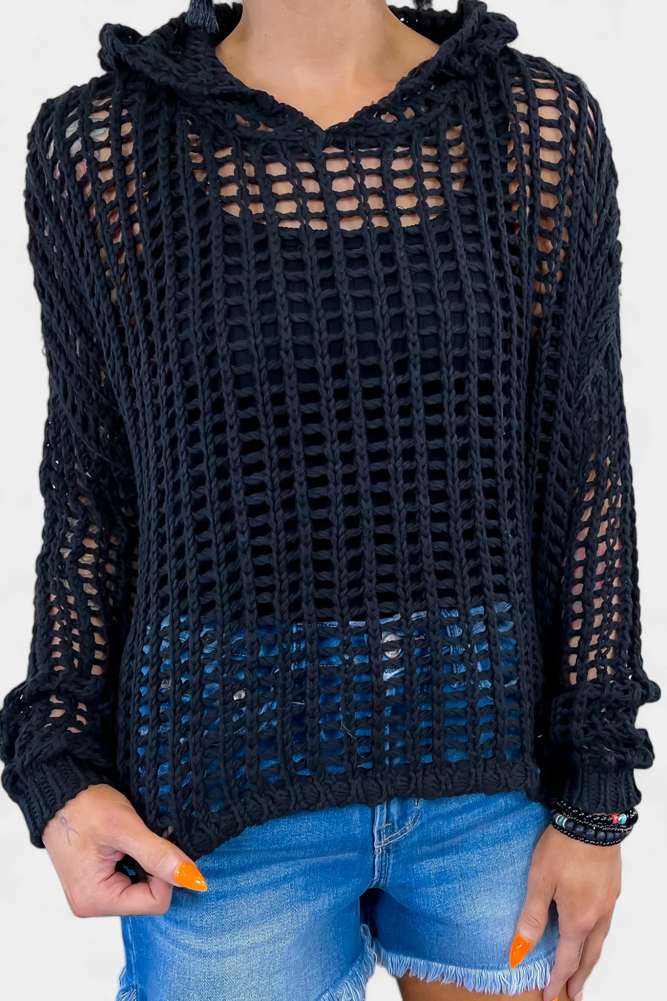 Black Long Sleeve Hoodie Sweater sold by ZZs product image thumbnail 5