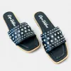 Black Rhinestone Studded Sandals sold by ZZs