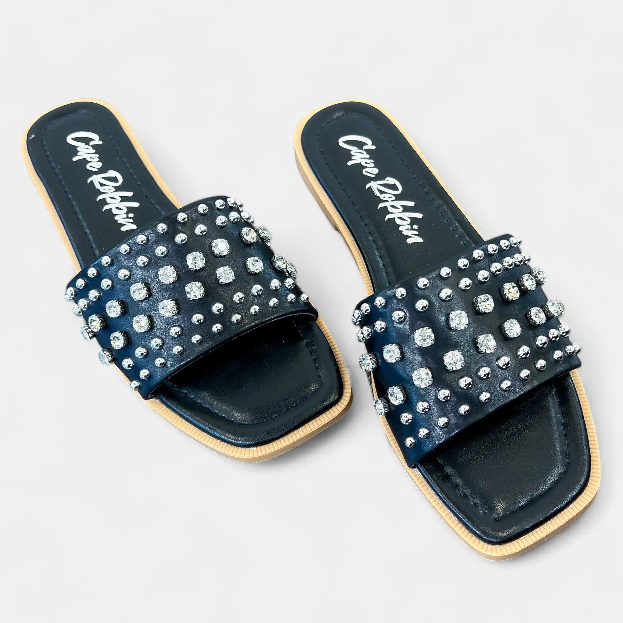 Black Rhinestone Studded Sandals sold by ZZs product image thumbnail 4