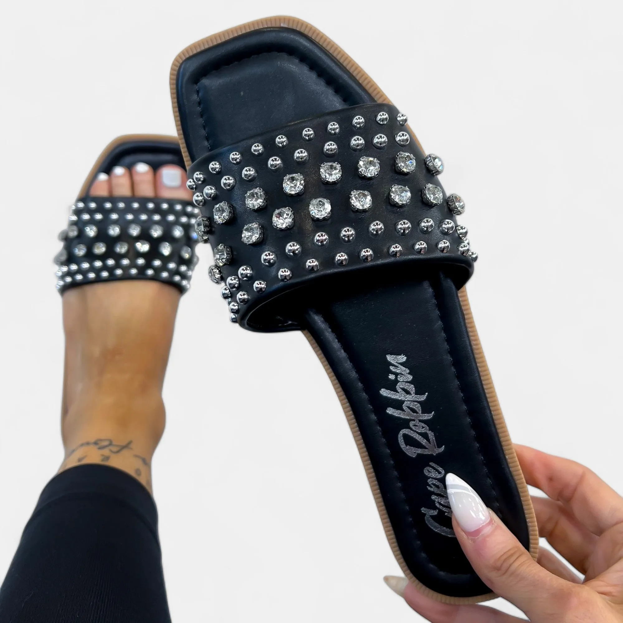 Black Rhinestone Studded Sandals sold by ZZs product image thumbnail 5