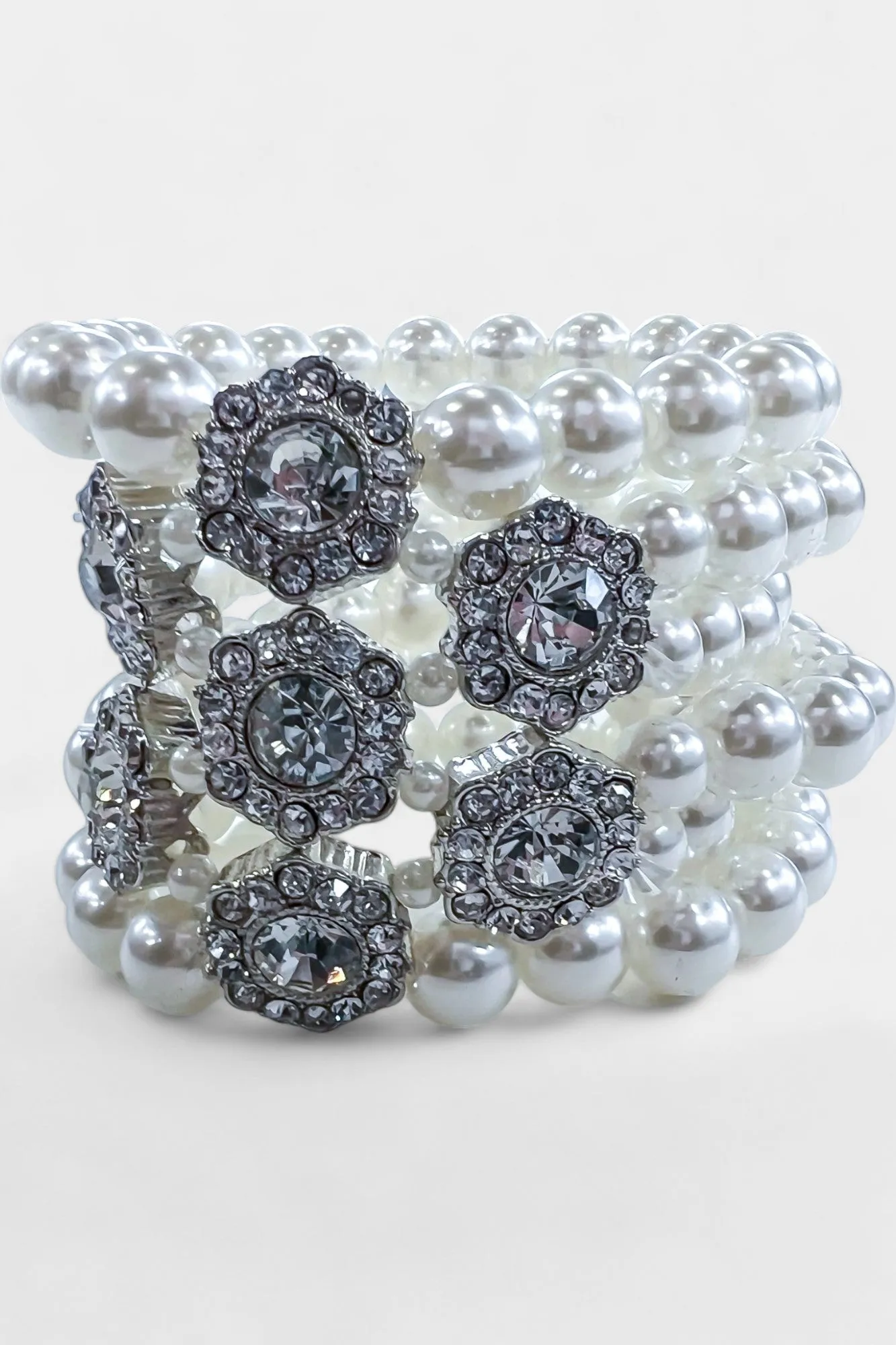 Crystal Flower Pearl Statement Bracelet sold by ZZs product image thumbnail 5