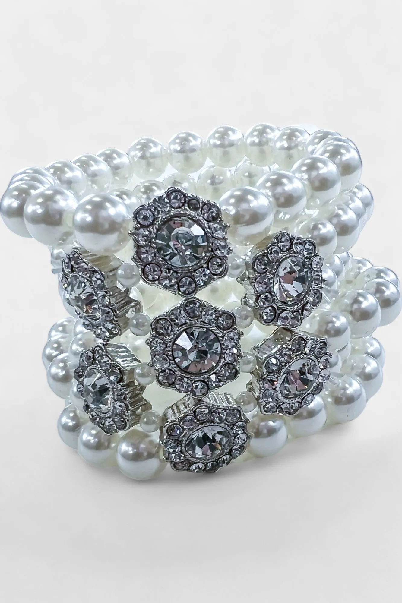 Crystal Flower Pearl Statement Bracelet sold by ZZs product image thumbnail 3
