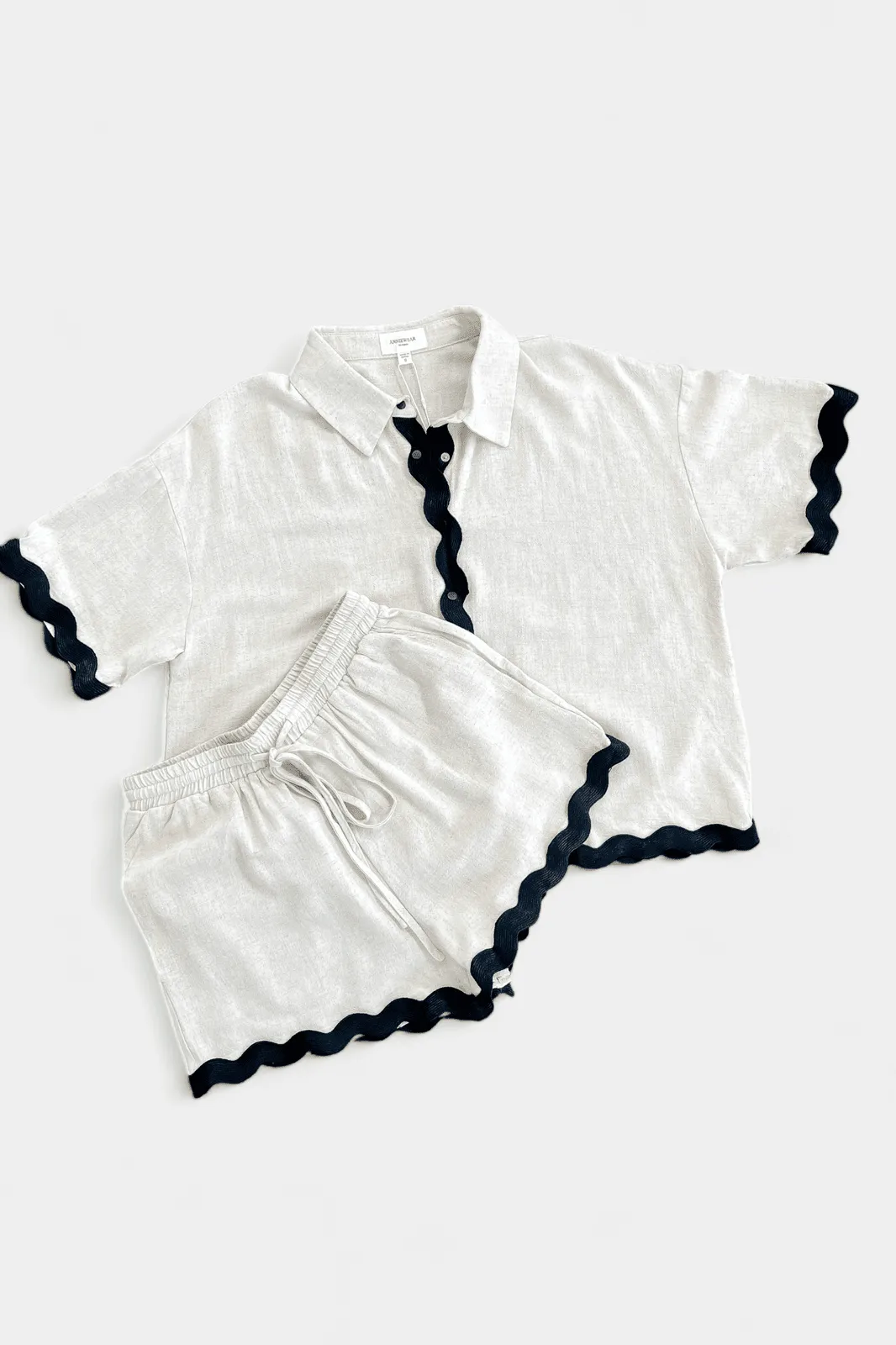 Beige & Black Scalloped Loungewear Set sold by ZZs product image thumbnail 2