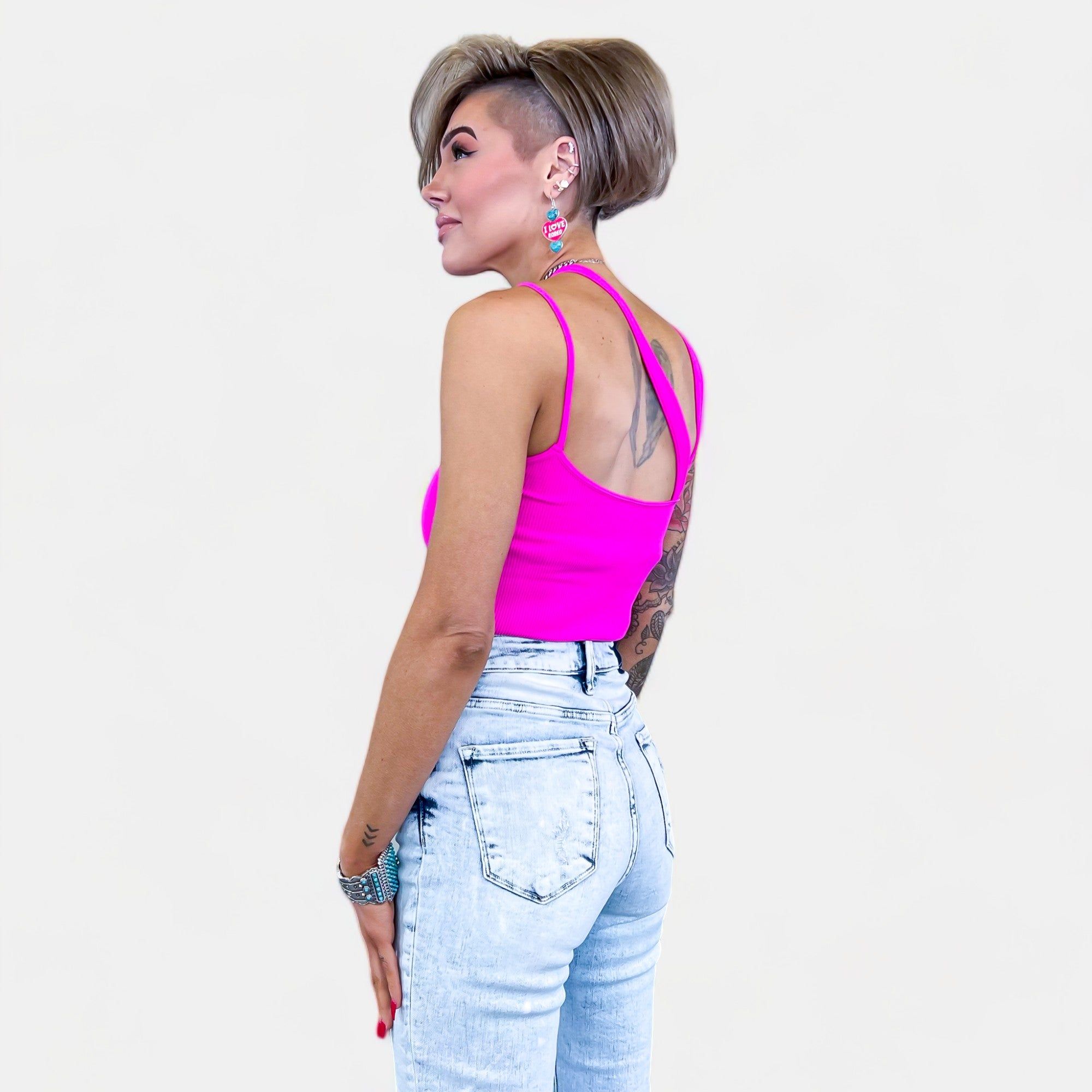 Pink Asymmetric Ribbed Bodysuit sold by ZZs product image thumbnail 5