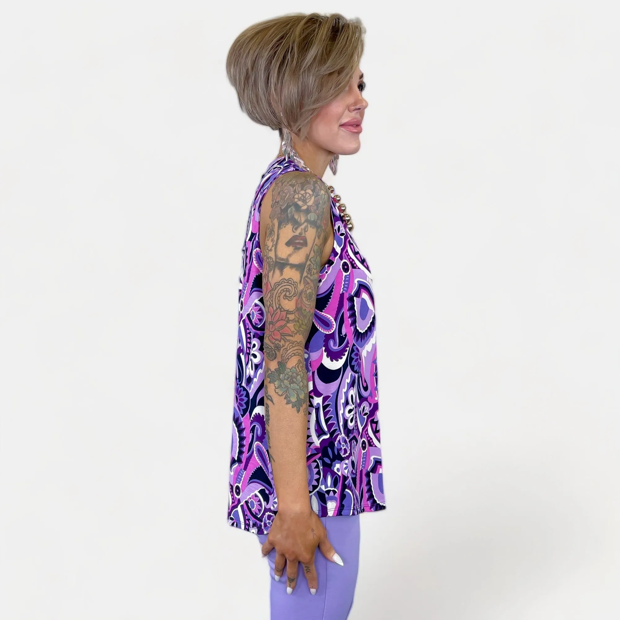 Magenta Multi Abstract Lizzy Tank Top sold by ZZs product image thumbnail 5