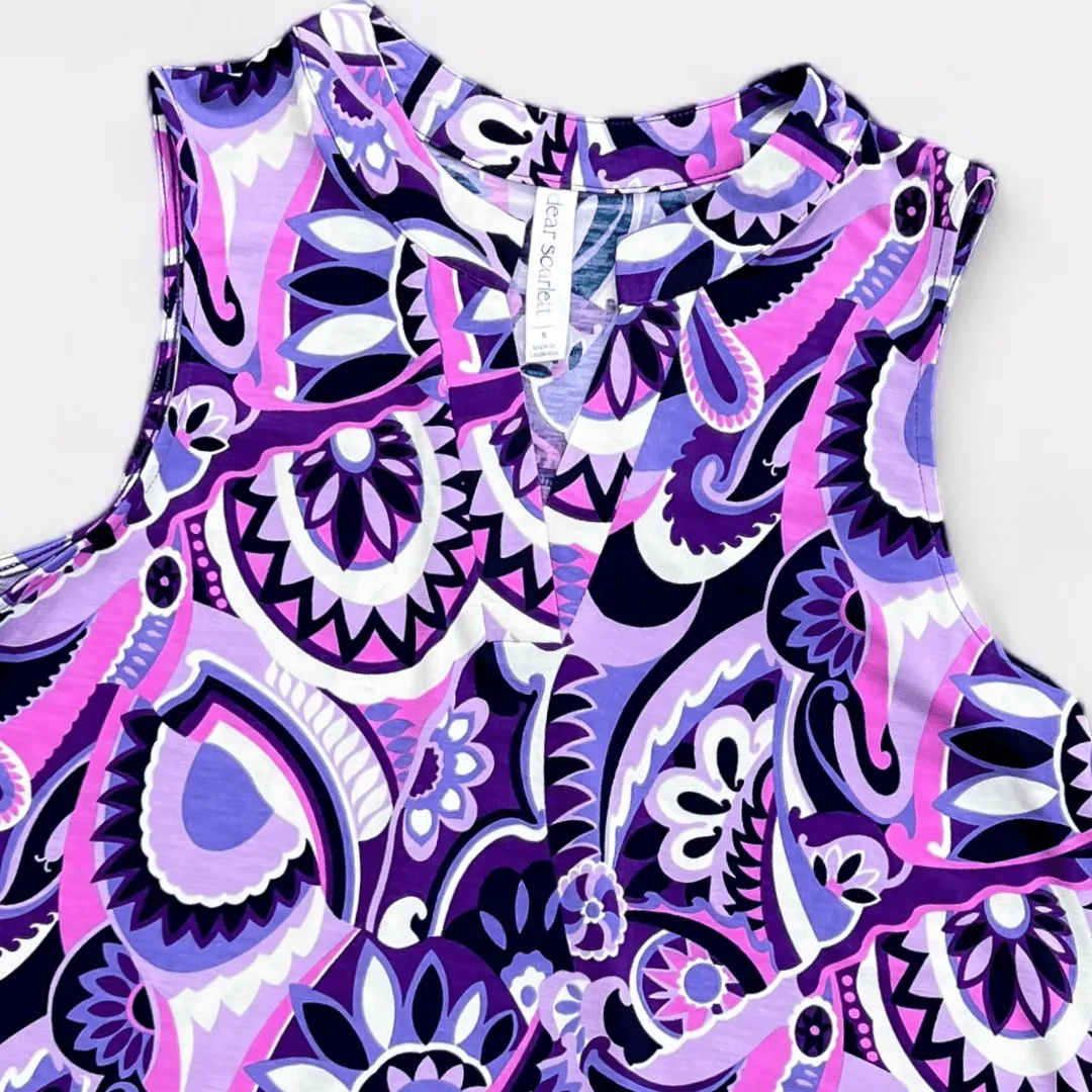 Magenta Multi Abstract Lizzy Tank Top sold by ZZs product image thumbnail 4