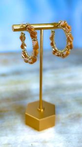 Yellow Beading Around Hoop Earrings [NO RETURNS] sold by ZZs