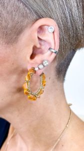 Yellow Beading Around Hoop Earrings [NO RETURNS] sold by ZZs