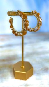 Yellow Beading Around Hoop Earrings [NO RETURNS] sold by ZZs