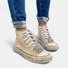 Khaki Embellished High Top Sneakers sold by ZZs