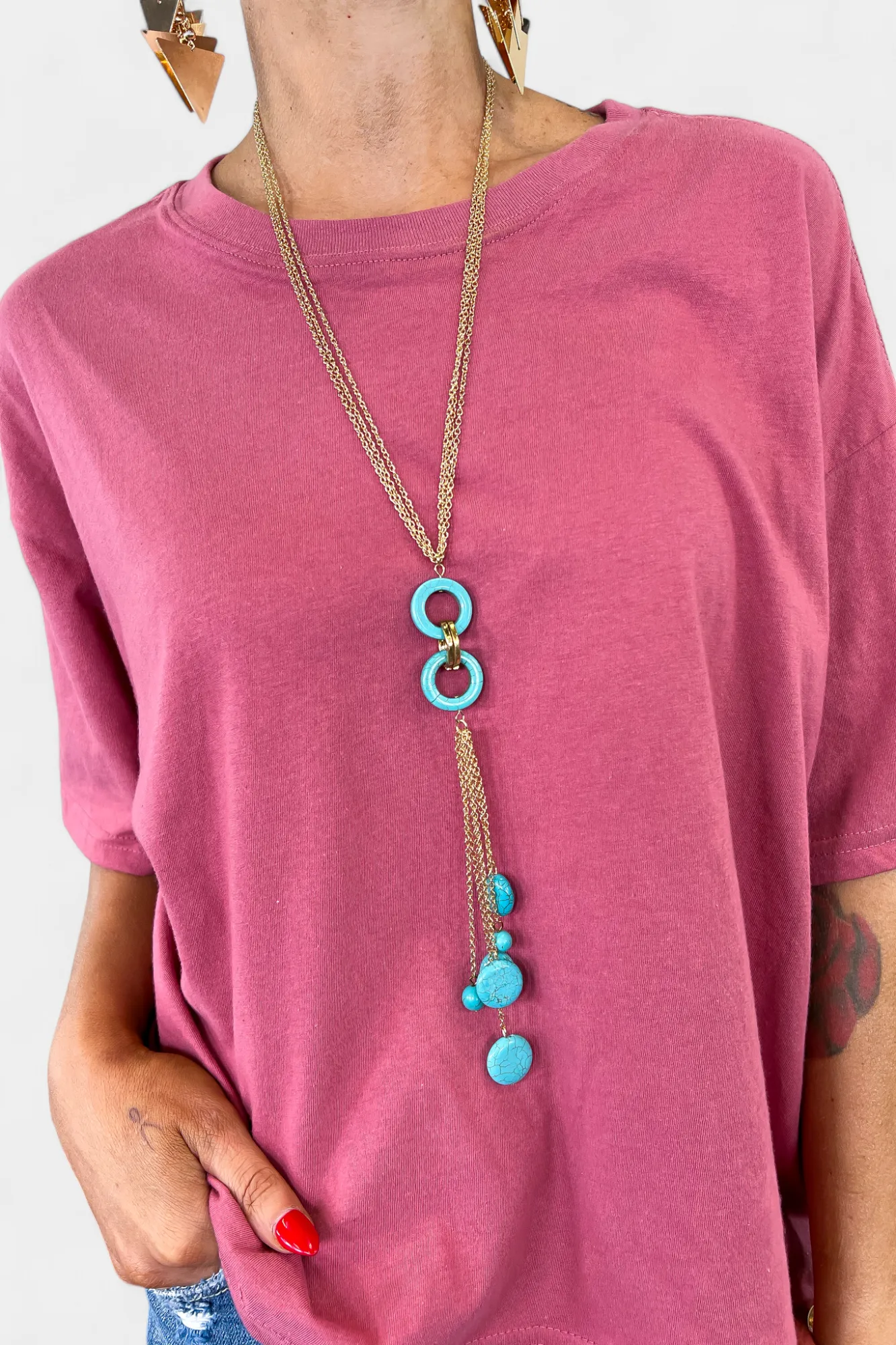 Turquoise Fringe Stone Necklace Set sold by ZZs