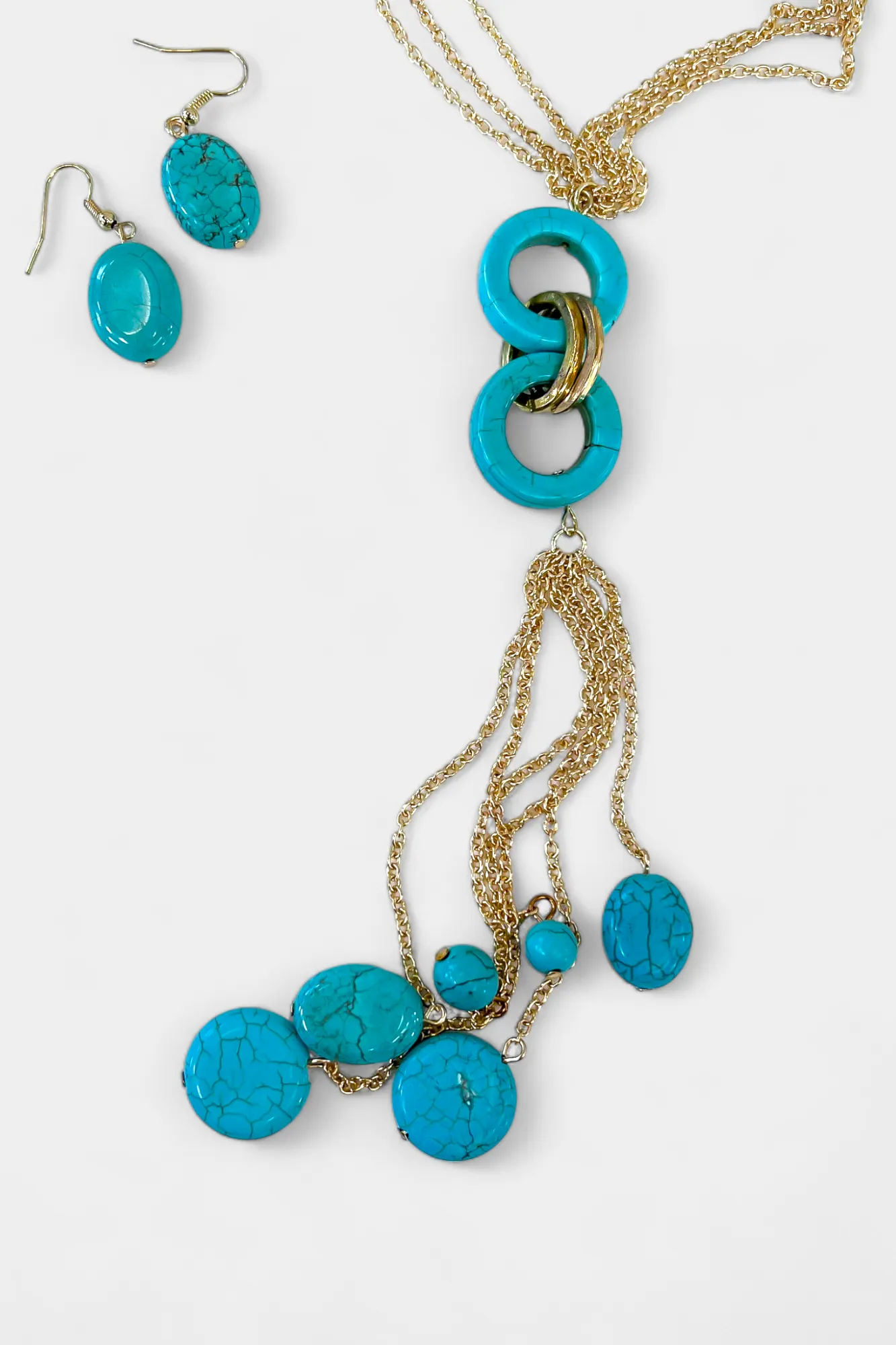 Turquoise Fringe Stone Necklace Set sold by ZZs product image thumbnail 2