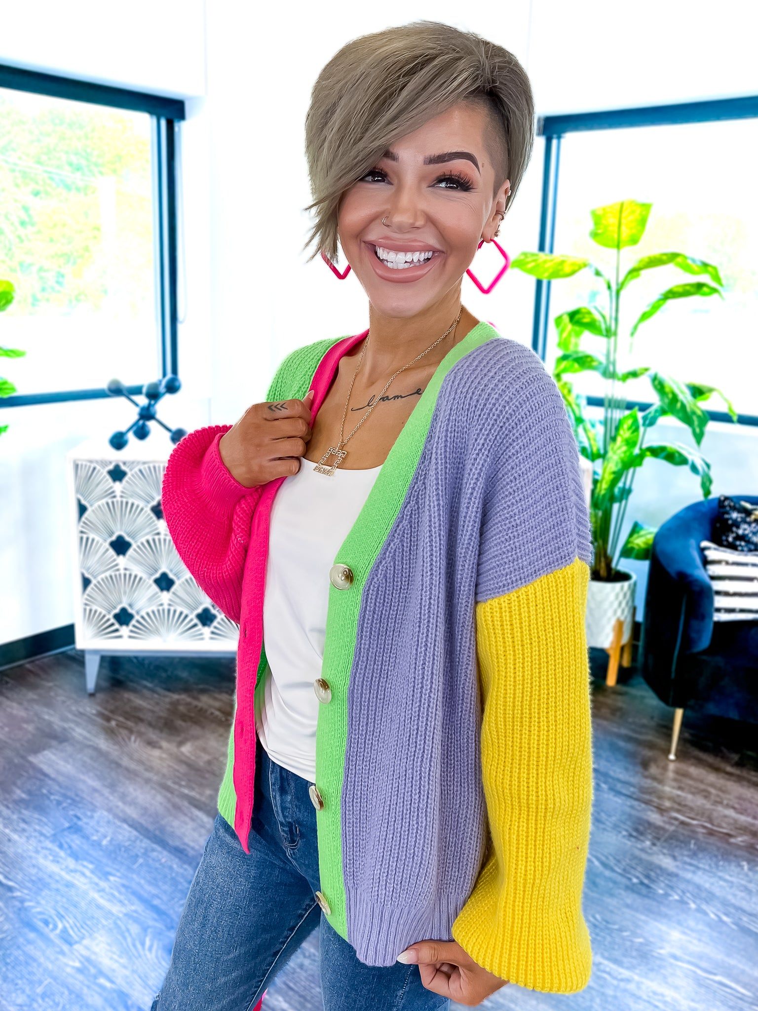 Colorblock V-Neck Cardigan | Multi sold by ZZs product image thumbnail 7