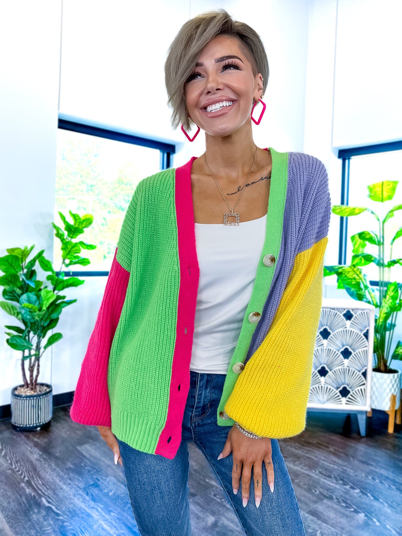 Colorblock V-Neck Cardigan | Multi sold by ZZs product image thumbnail 2