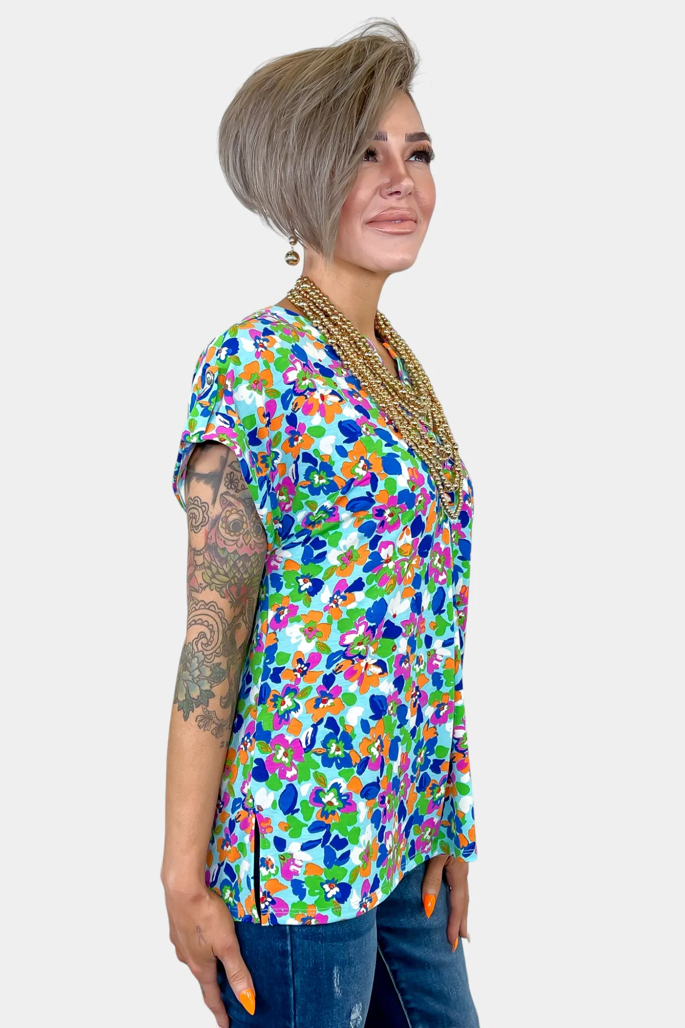 Mint Multi Abstract Lizzy Short Sleeve Top sold by ZZs product image thumbnail 4