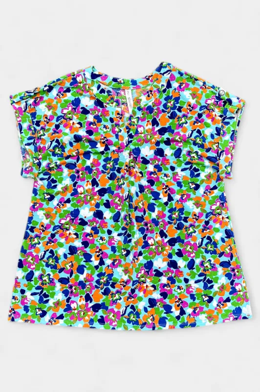 Mint Multi Abstract Lizzy Short Sleeve Top sold by ZZs