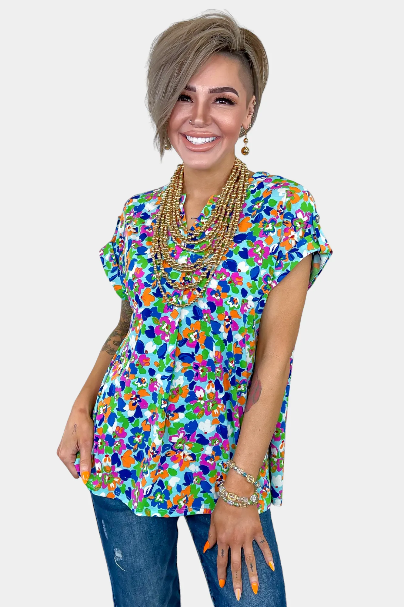 Mint Multi Abstract Lizzy Short Sleeve Top sold by ZZs product image thumbnail 2