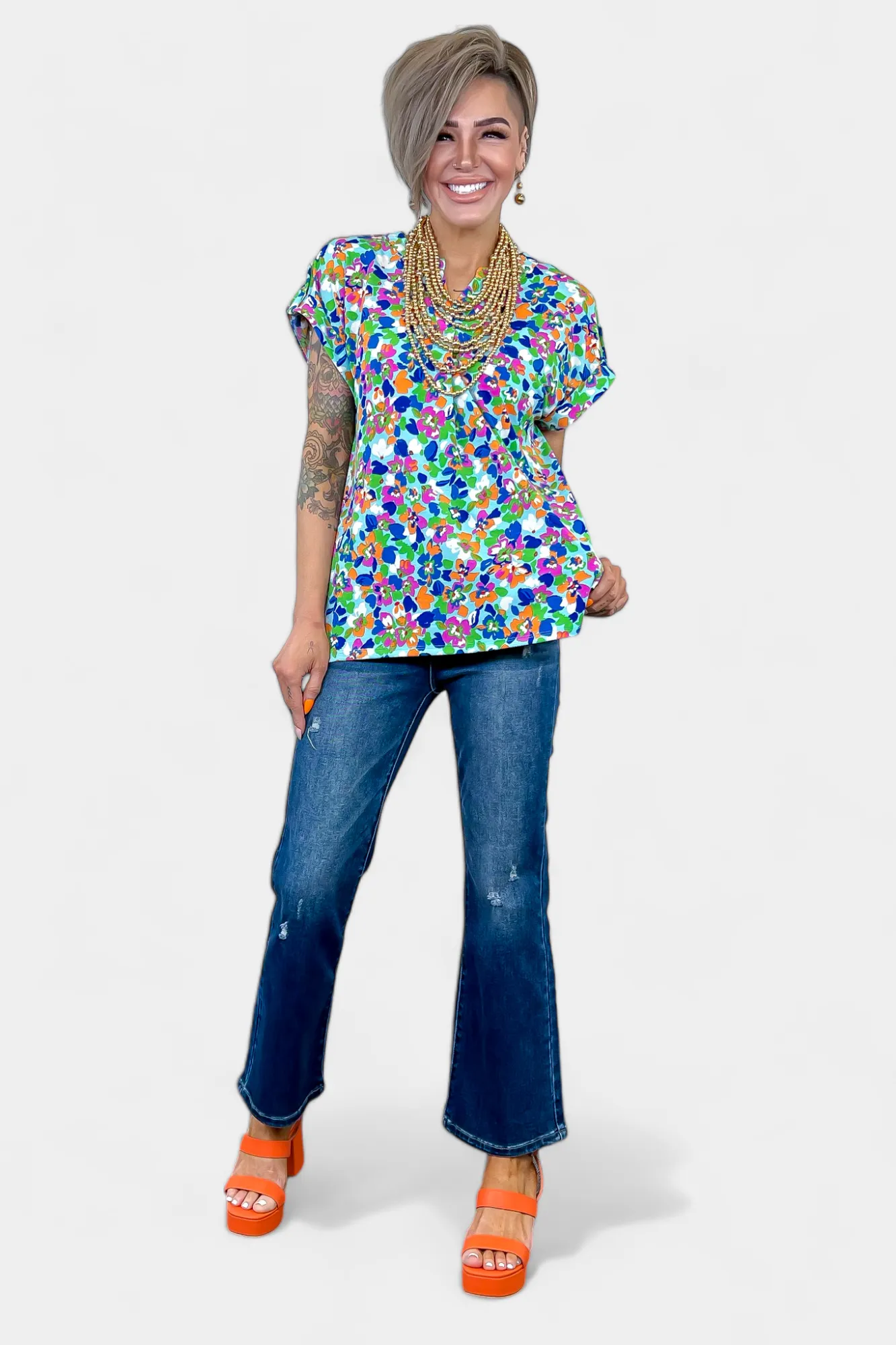 Mint Multi Abstract Lizzy Short Sleeve Top sold by ZZs product image thumbnail 3