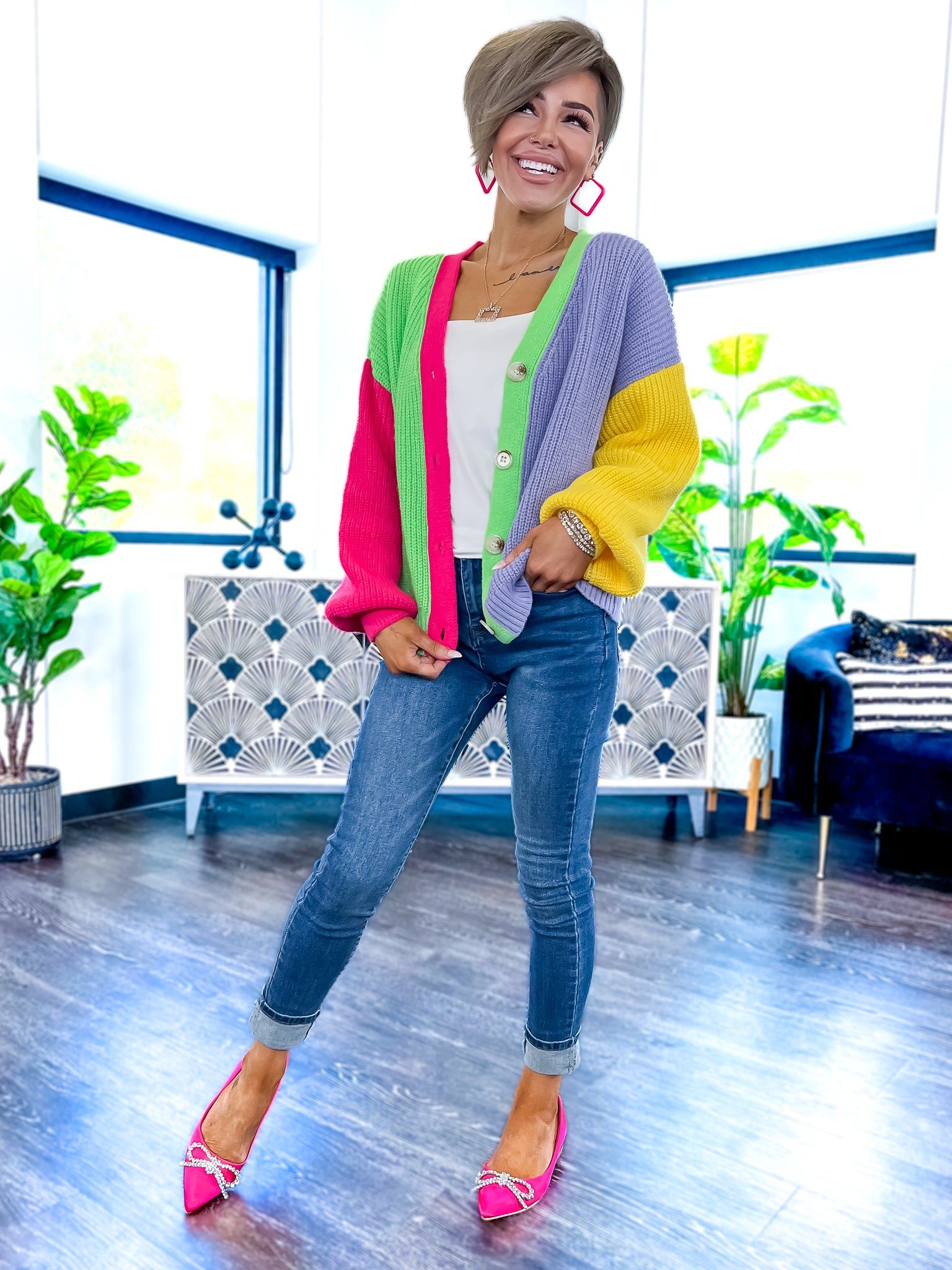 Colorblock V-Neck Cardigan | Multi sold by ZZs