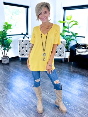 Boyfriend V-Neck Tee | Yellow [NO RETURNS] sold by ZZs